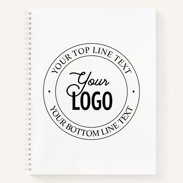 Easy Logo Replacement & Customizable Text | White Notebook (Front)