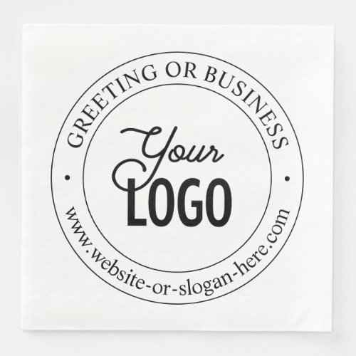 Easy Logo Replacement  Customizable Text  White Paper Dinner Napkins