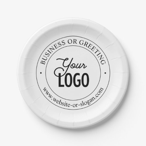 Easy Logo Replacement  Customizable Text  White Paper Plates
