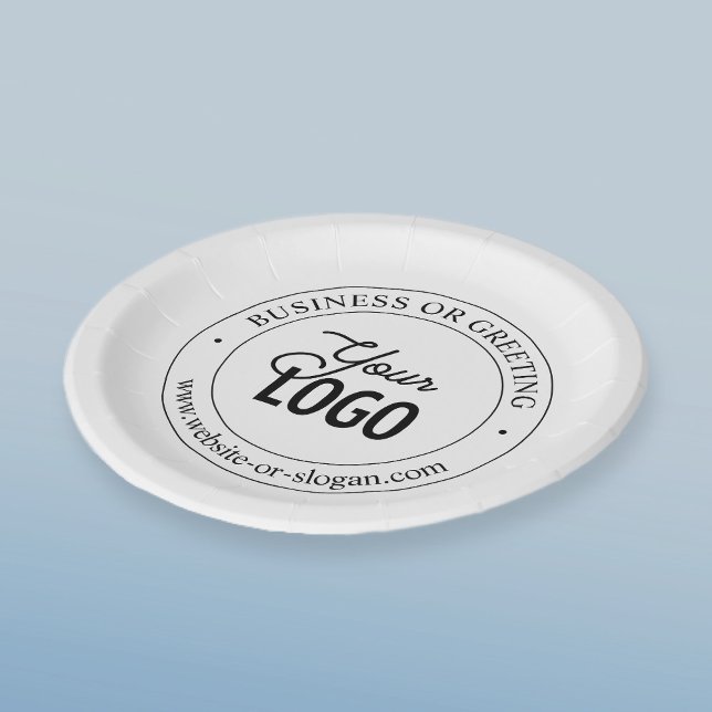 Easy Logo Replacement & Customizable Text | White Paper Plates (Creator Uploaded)