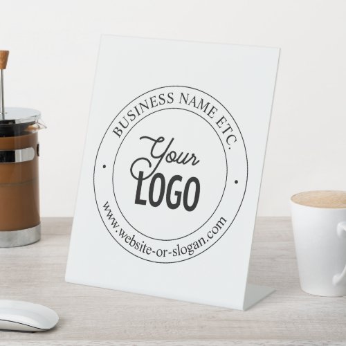 Easy Logo Replacement  Customizable Text  White Pedestal Sign