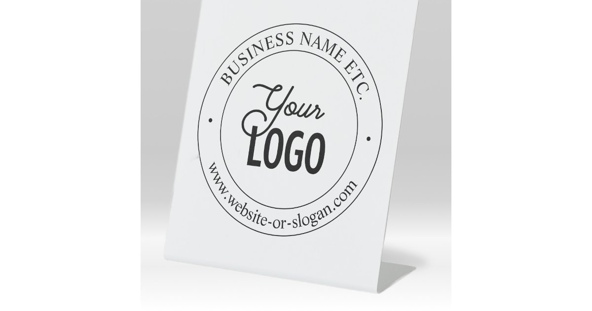 Easy Logo Replacement & Customizable Text | White Pedestal Sign | Zazzle
