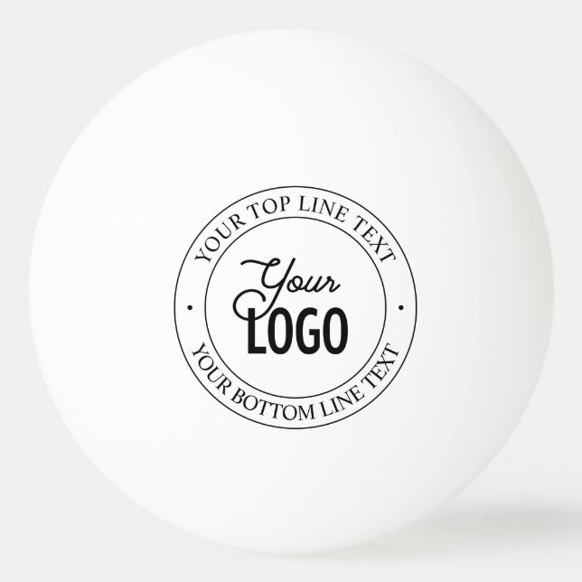Easy Logo Replacement & Customizable Text | White Ping Pong Ball (Front)