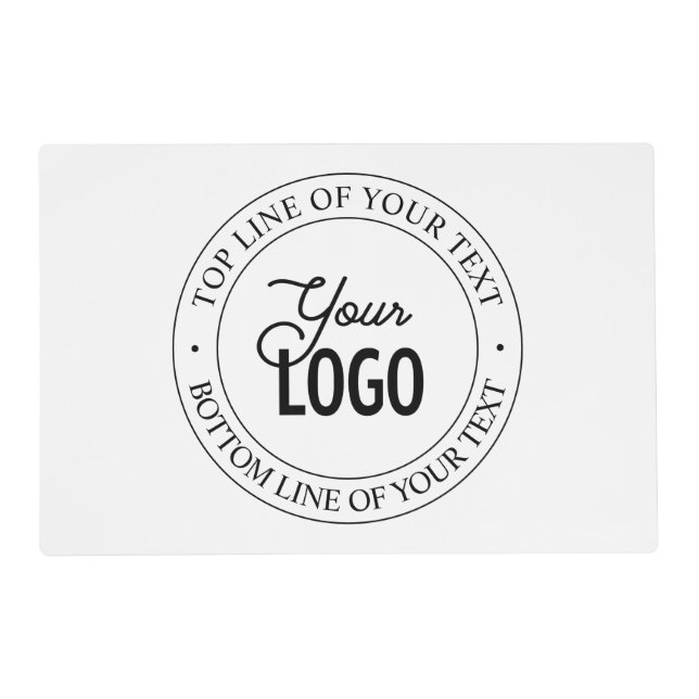 Easy Logo Replacement & Customizable Text | White Placemat (Front)