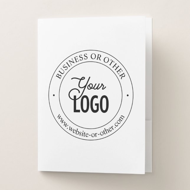 Easy Logo Replacement & Customizable Text | White Pocket Folder (Front)