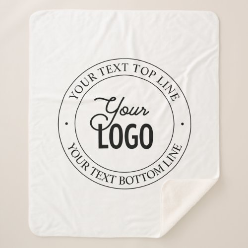 Easy Logo Replacement  Customizable Text  White Sherpa Blanket