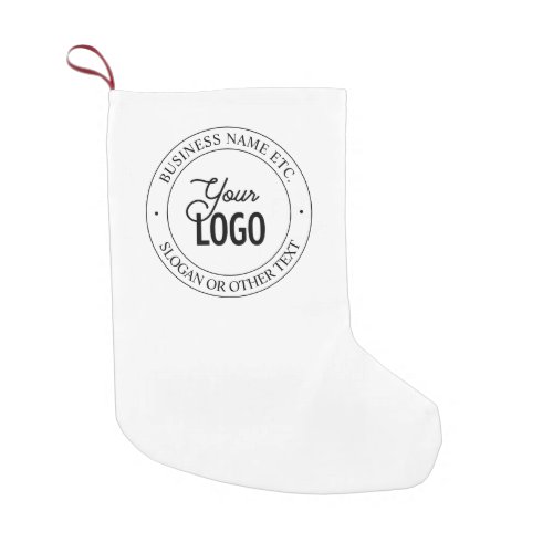 Easy Logo Replacement  Customizable Text  White Small Christmas Stocking