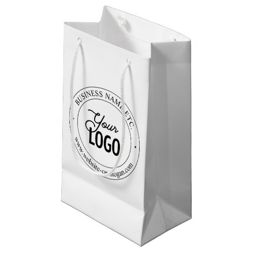 Easy Logo Replacement  Customizable Text  White Small Gift Bag