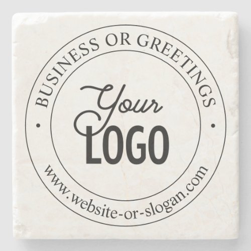 Easy Logo Replacement  Customizable Text  White Stone Coaster