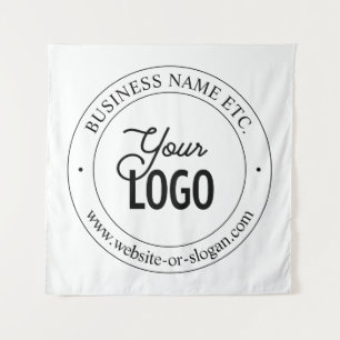Easy Logo Replacement & Customizable Text White Tapestry