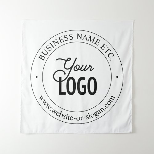 Easy Logo Replacement  Customizable Text  White Tapestry
