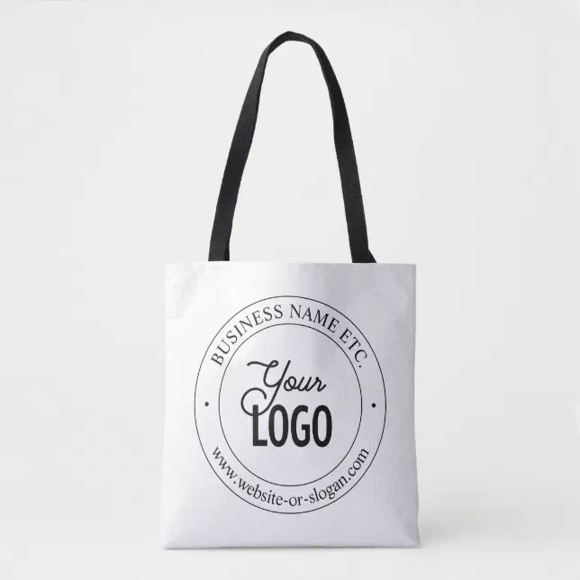 Easy Logo Replacement & Customizable Text | White Tote Bag | Zazzle