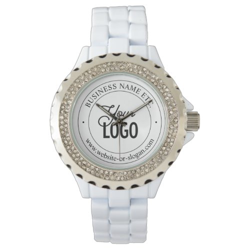 Easy Logo Replacement  Customizable Text  White Watch