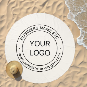 Easy Logo Replacement & Editable Text Off White Beach Towel