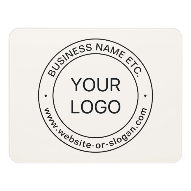 Easy Logo Replacement & Editable Text | Off White Door Sign (Contemporary Front)