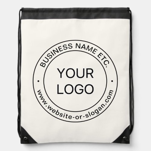 Easy Logo Replacement  Editable Text  Off White Drawstring Bag