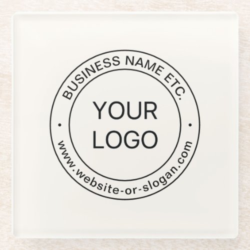 Easy Logo Replacement  Editable Text  Off White Glass Coaster