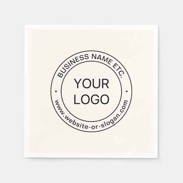 Easy Logo Replacement & Editable Text | Off White Napkins (Front)