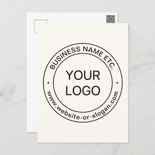 Easy Logo Replacement  Editable Text  Off White Postcard