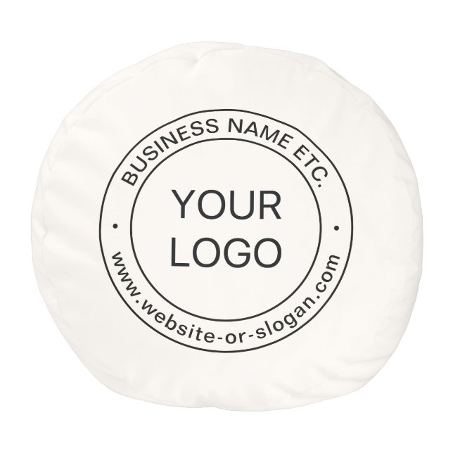 Easy Logo Replacement & Editable Text | Off White Pouf (Bottom)