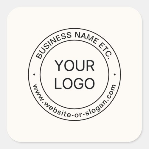 Easy Logo Replacement  Editable Text  Off White Square Sticker