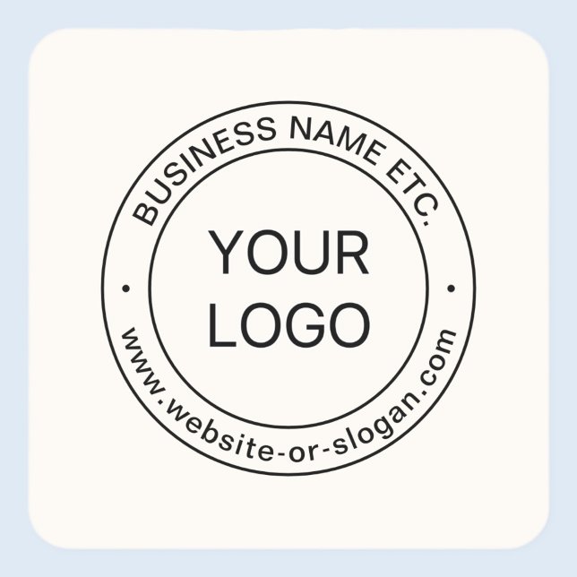 Easy Logo Replacement & Editable Text | Off White Square Sticker (Creator Uploaded)