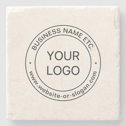 Easy Logo Replacement  Editable Text  Off White Stone Coaster