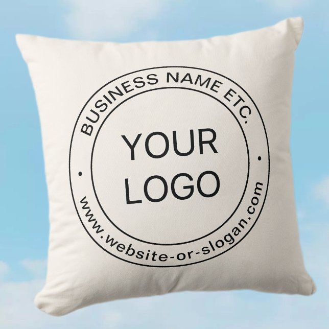 Easy Logo Replacement & Editable Text | Off White Throw Pillow (Creator Uploaded)