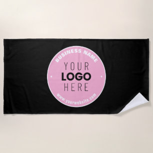 Easy Logo Replacement & Editable Text Pink/DIY Beach Towel