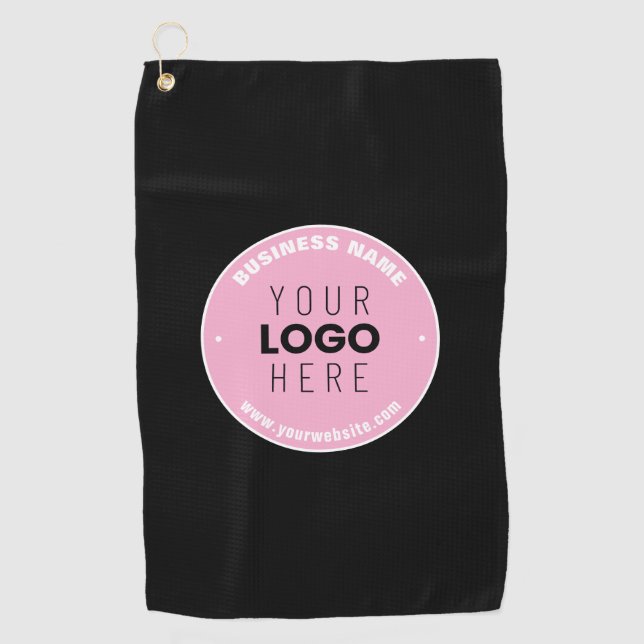 Easy Logo Replacement & Editable Text | Pink/DIY Golf Towel (Front)