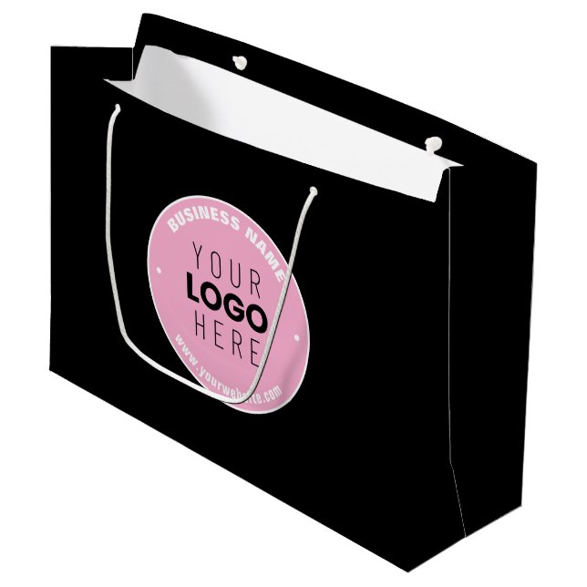 Easy Logo Replacement & Editable Text | Pink/DIY Large Gift Bag (Front Angled)
