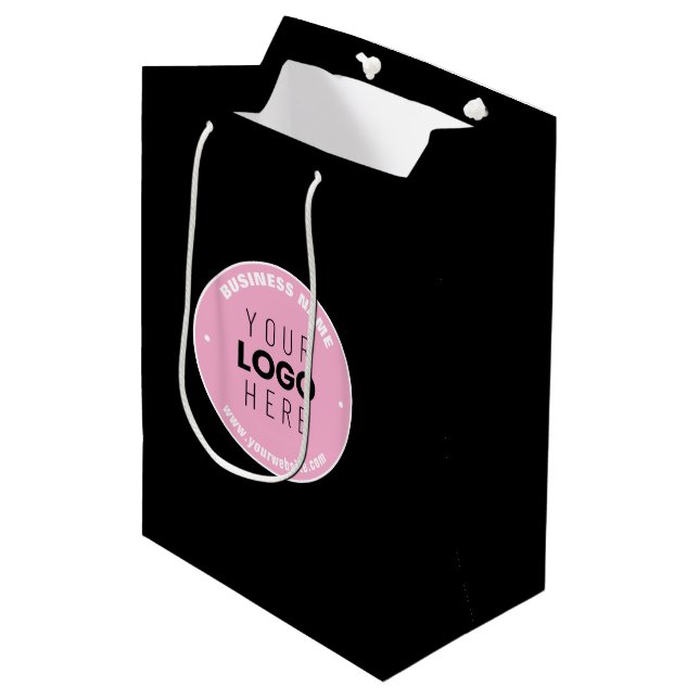 Easy Logo Replacement & Editable Text | Pink/DIY Medium Gift Bag (Front Angled)