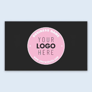 Easy Logo Replacement & Editable Text Pink/DIY Rectangular Sticker