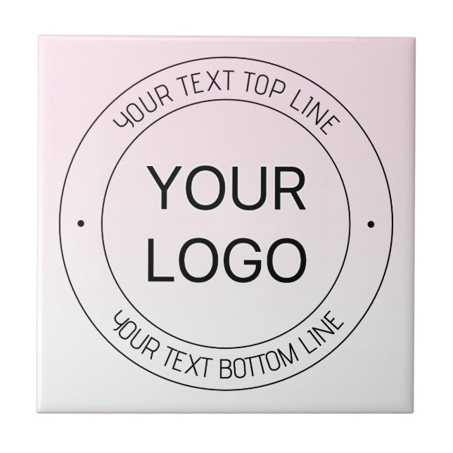 Easy Logo Replacement & Editable Text Pink Ombre Ceramic Tile (Front)