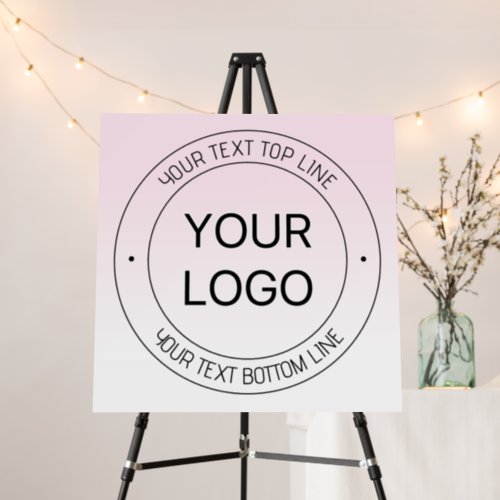 Easy Logo Replacement  Editable Text Pink Ombre Foam Board