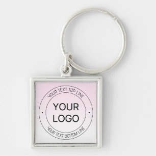 Easy Logo Replacement & Editable Text Pink Ombre Keychain
