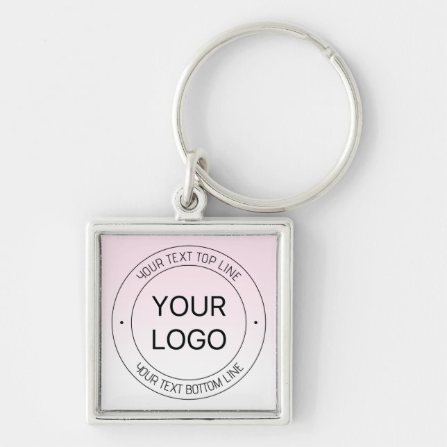 Easy Logo Replacement & Editable Text Pink Ombre Keychain (Front)