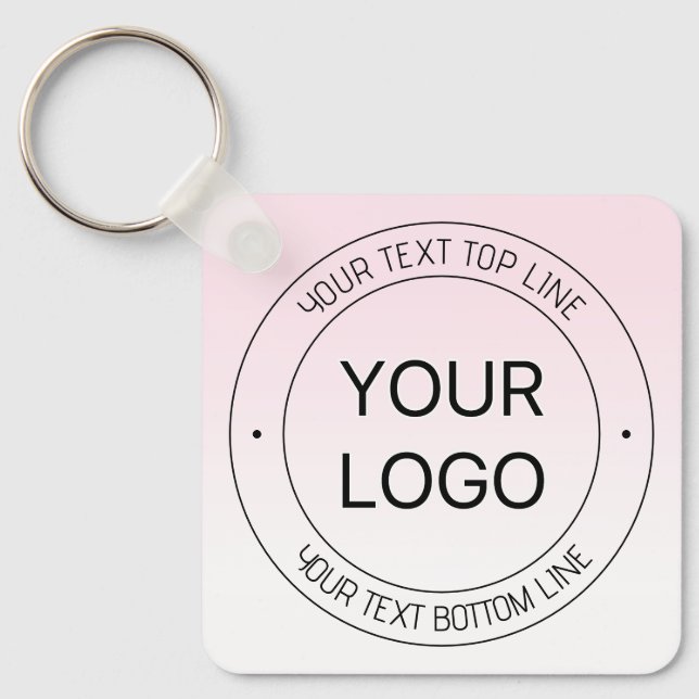Easy Logo Replacement & Editable Text Pink Ombre Keychain (Front)