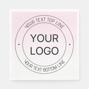 Easy Logo Replacement & Editable Text Pink Ombre Napkins