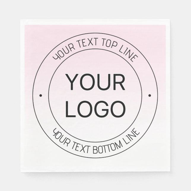 Easy Logo Replacement & Editable Text Pink Ombre Napkins (Front)