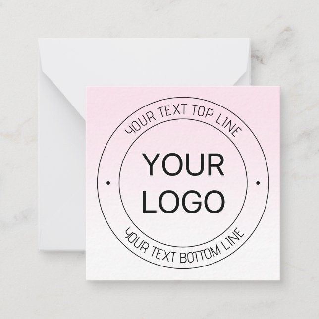 Easy Logo Replacement & Editable Text Pink Ombre Note Card (Front)