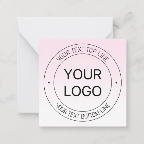 Easy Logo Replacement  Editable Text Pink Ombre Note Card