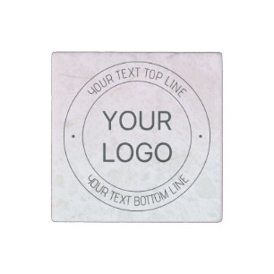 Easy Logo Replacement & Editable Text Pink Ombre Stone Magnet