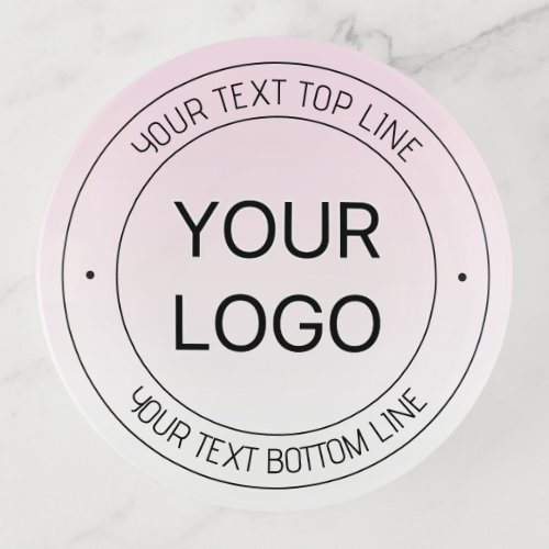 Easy Logo Replacement  Editable Text Pink Ombre Trinket Tray