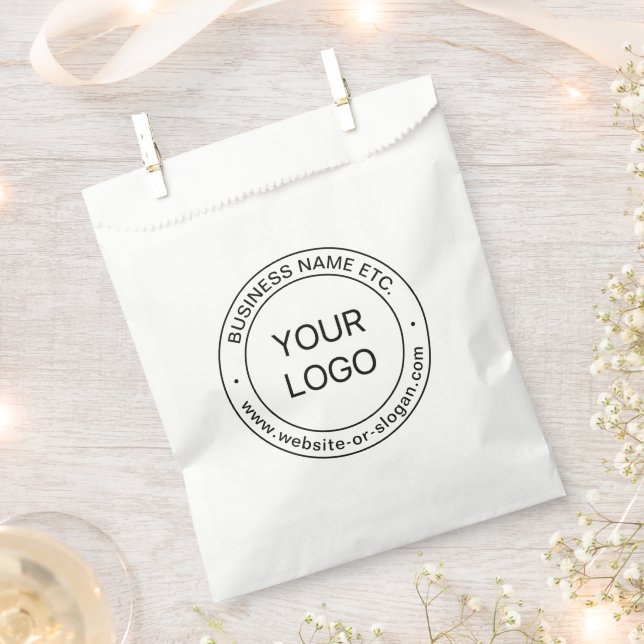 Easy Logo Replacement & Editable Text | White Favor Bag (Clipped)