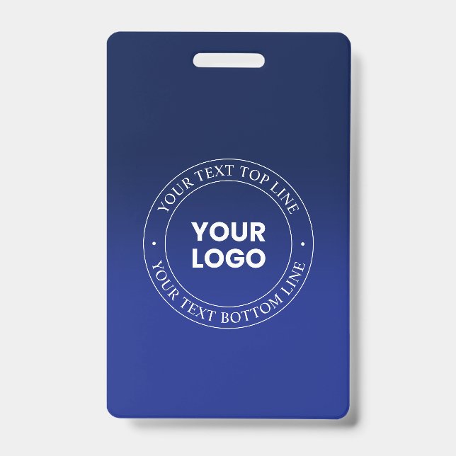 Easy Logo Replacement & Text | Dark Blue Gradient Badge (Front)