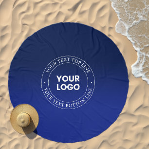 Easy Logo Replacement & Text Dark Blue Gradient Beach Towel