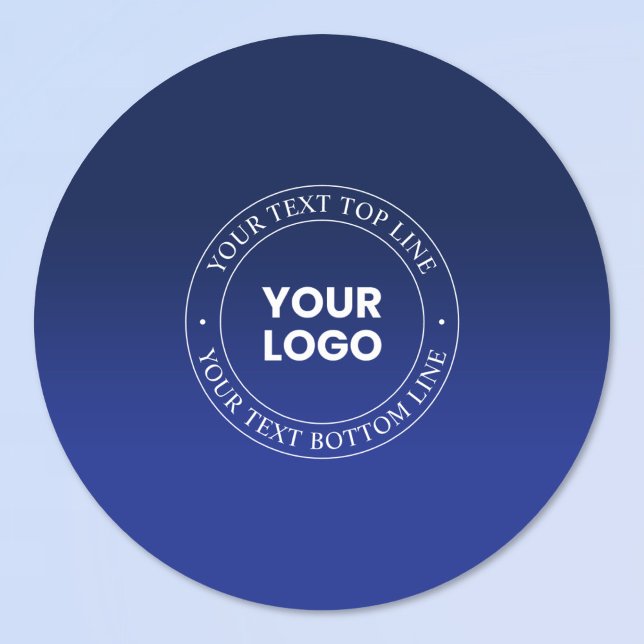Easy Logo Replacement & Text | Dark Blue Gradient Classic Round Sticker (Creator Uploaded)