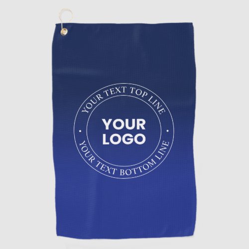 Easy Logo Replacement  Text  Dark Blue Gradient Golf Towel