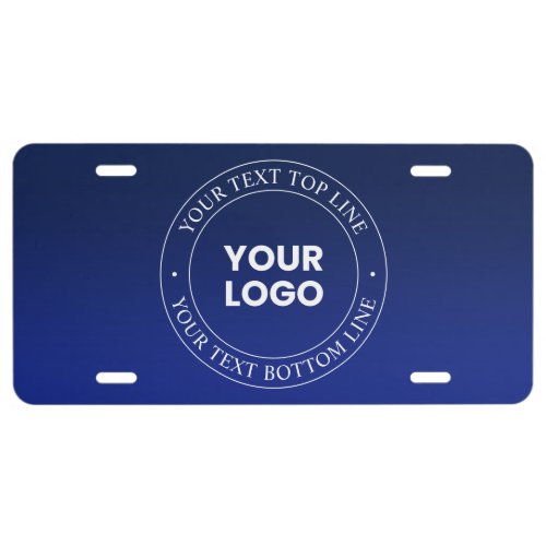 Easy Logo Replacement  Text  Dark Blue Gradient License Plate